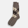 View 2 of product A single Turnbull & Asser Grey Melange Wool Check Mid-Length Sock, shown against a white background.