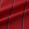 View 6 of product The Turnbull & Asser Dark Red Track Stripe Shirt with Contrast T&A Collar and Cuffs features vertical black stripes, a white collar and cuffs, Mayfair fit, and fine British craftsmanship, shown laid flat on a plain background.