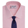 View 4 of product The Turnbull & Asser Light Pink Gingham Check Shirt features a classic T&A collar, 3-button cuffs, and white buttons, neatly folded on a plain white background.