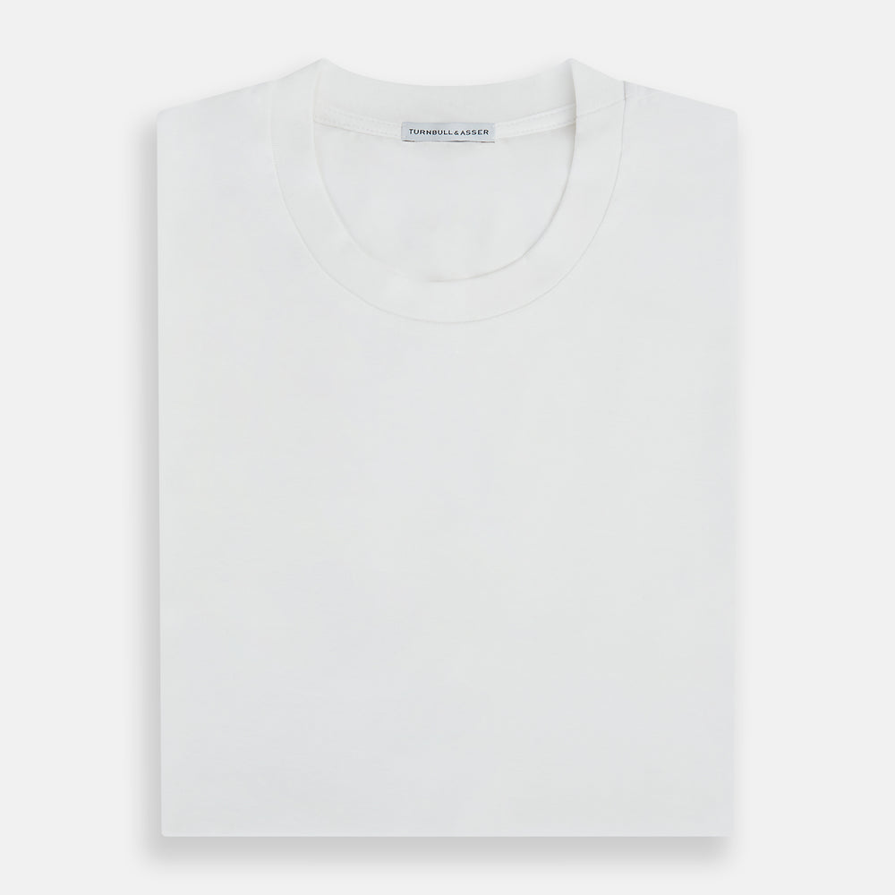 The Turnbull & Asser White Short-sleeve Fitted T-Shirt is a classic, logo-free crew neck laid flat on a white background—perfect for smart casual looks.