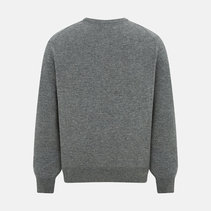 Grey Melange Cashmere Round Neck Jumper Image 2