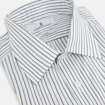 Brown and Blue Shadow Stripe Mayfair Shirt Image 1