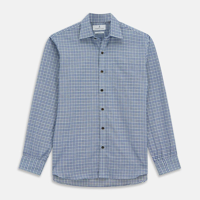 Blue Check Cotton Fabric Image 1