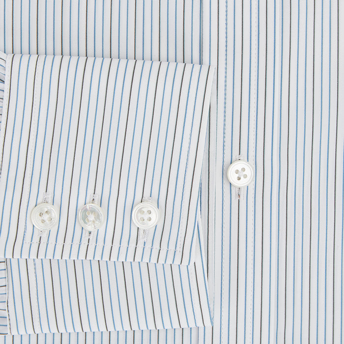 Navy and Brown Pinstripe Mayfair Shirt Image 3