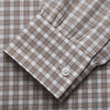 View 3 of product A grey and peach multi-check long-sleeve Cashmerello Finch Shirt by Turnbull & Asser, featuring a classic collar and white buttons, displayed on a white background. This stylish Weekend Fit shirt offers a refined look for summer.