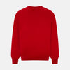 View 3 of product The Turnbull & Asser Red Fine Merino V-Neck Jumper, a classic long-sleeve knitwear piece, is shown on a white background.