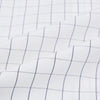 View 6 of product A long-sleeve, button-down Navy Blue Hairline Multi Stripe Mayfair Shirt by Turnbull & Asser is displayed flat against a white background.