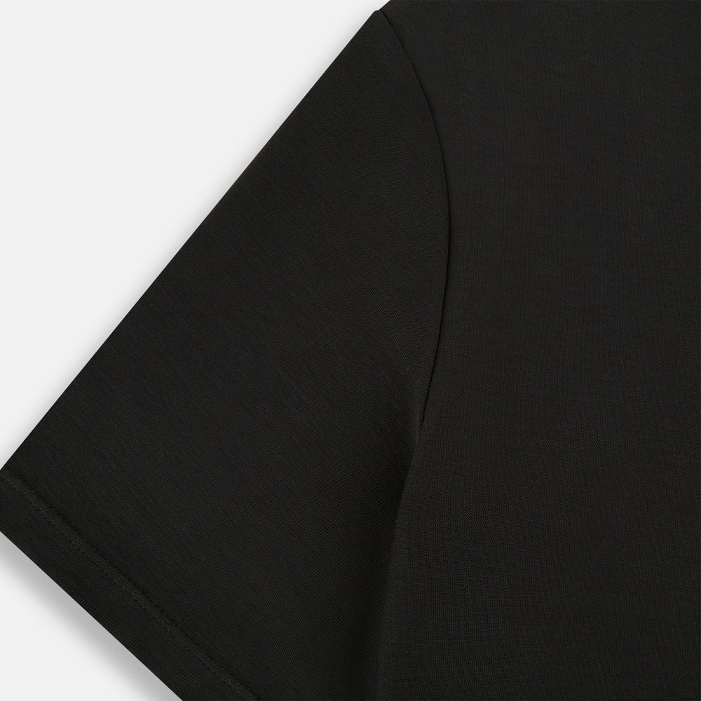 The Turnbull & Asser Dark Chocolate Short-Sleeve T-shirt, shown flat on a white background, features a crew neckline and relaxed fit—offering versatile style and premium comfort for any wardrobe.