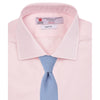 View 3 of product The Turnbull & Asser Pink Poplin Slim Fit Regent Collar Shirt features white buttons and a slim fit label, neatly folded and displayed on a plain white background.