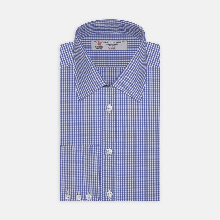 Mid Blue Gingham Check Cotton Fabric Image 1
