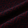 View 3 of product The Turnbull & Asser Navy and Burgundy Diamond-Patterned Cashmere Knitted Scarf, displayed upright on a plain white background, exudes sumptuous softness.