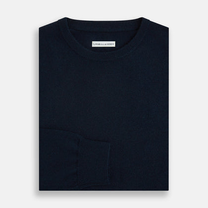Navy Cashmere Round Neck Jumper Image 3