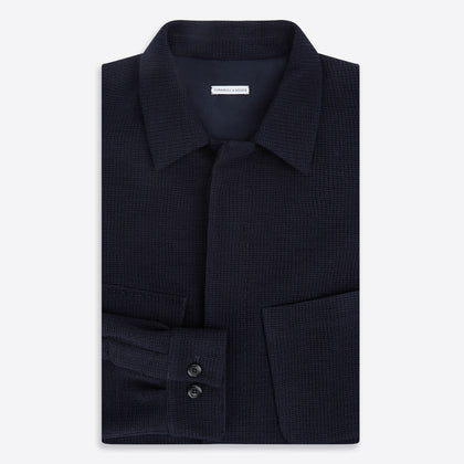 Navy Greenwich Knitted Overshirt Image 4