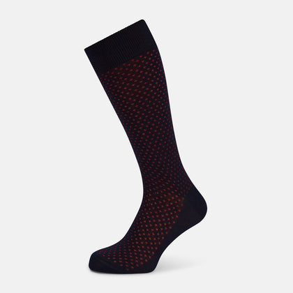 Navy/Red Motif Mid-Length Socks