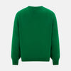 View 3 of product The Turnbull & Asser Grass Green Cashmere V-neck Jumper, with long sleeves, is displayed against a white background, highlighting its classic knitwear style.