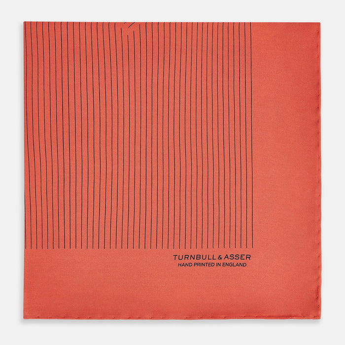 Orange Stripe Silk Pocket Square Image 2