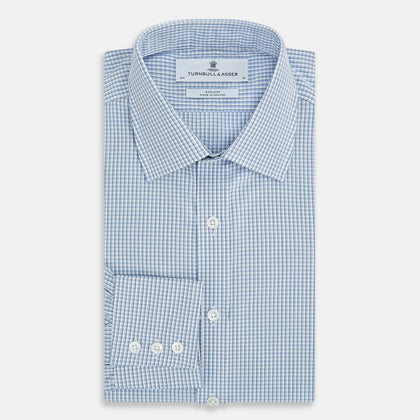 Blue Micro Shadow Check Mayfair Shirt Image 4