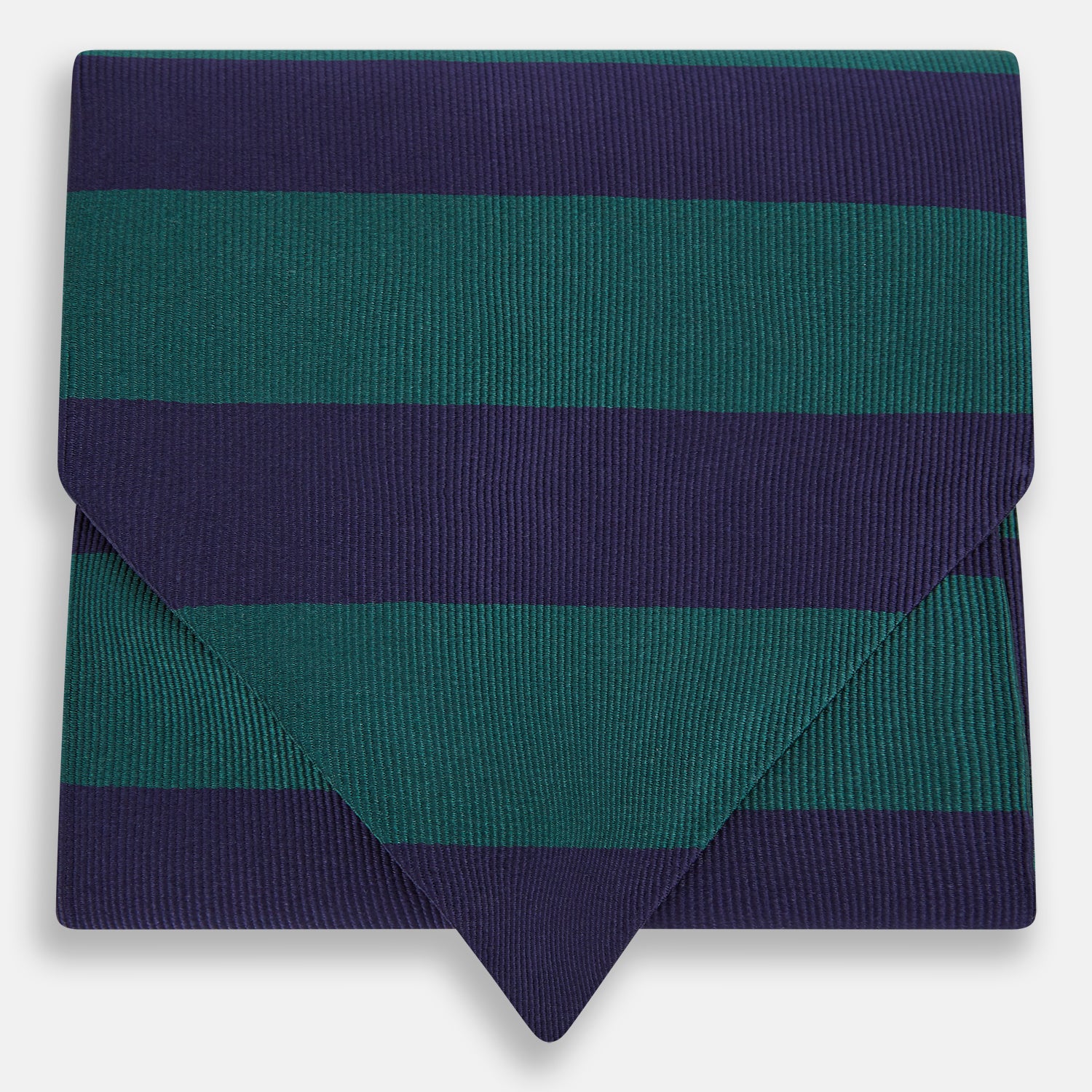 View 1 of product The Wide Green Stripe and Navy Silk Cravat from Turnbull & Asser features bold diagonal stripes in dark green and navy—an ideal wedding accessory for a refined touch of British style.
