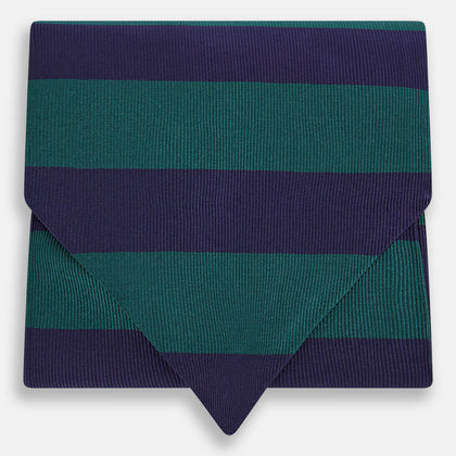 Wide Green Stripe and Navy Silk Cravat