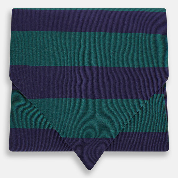 Wide Green Stripe and Navy Silk Cravat