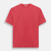 View 1 of product The Turnbull & Asser Honeysuckle Short-Sleeve T-shirt is shown on a white background. This high-quality red tee features a plain design with short sleeves and a crew neckline, offering versatile, logo-free style.