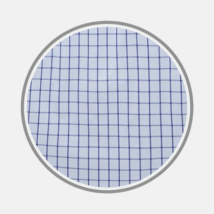 Navy Blue Windowpane Check Fabric