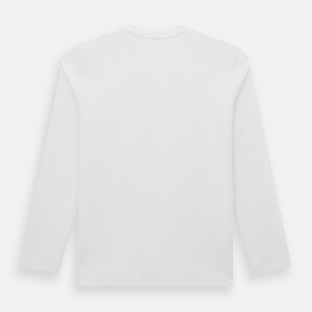 The Turnbull & Asser White Long-Sleeve T-shirt for men is a plain crew neck design with no logos or patterns, displayed flat on a white background.