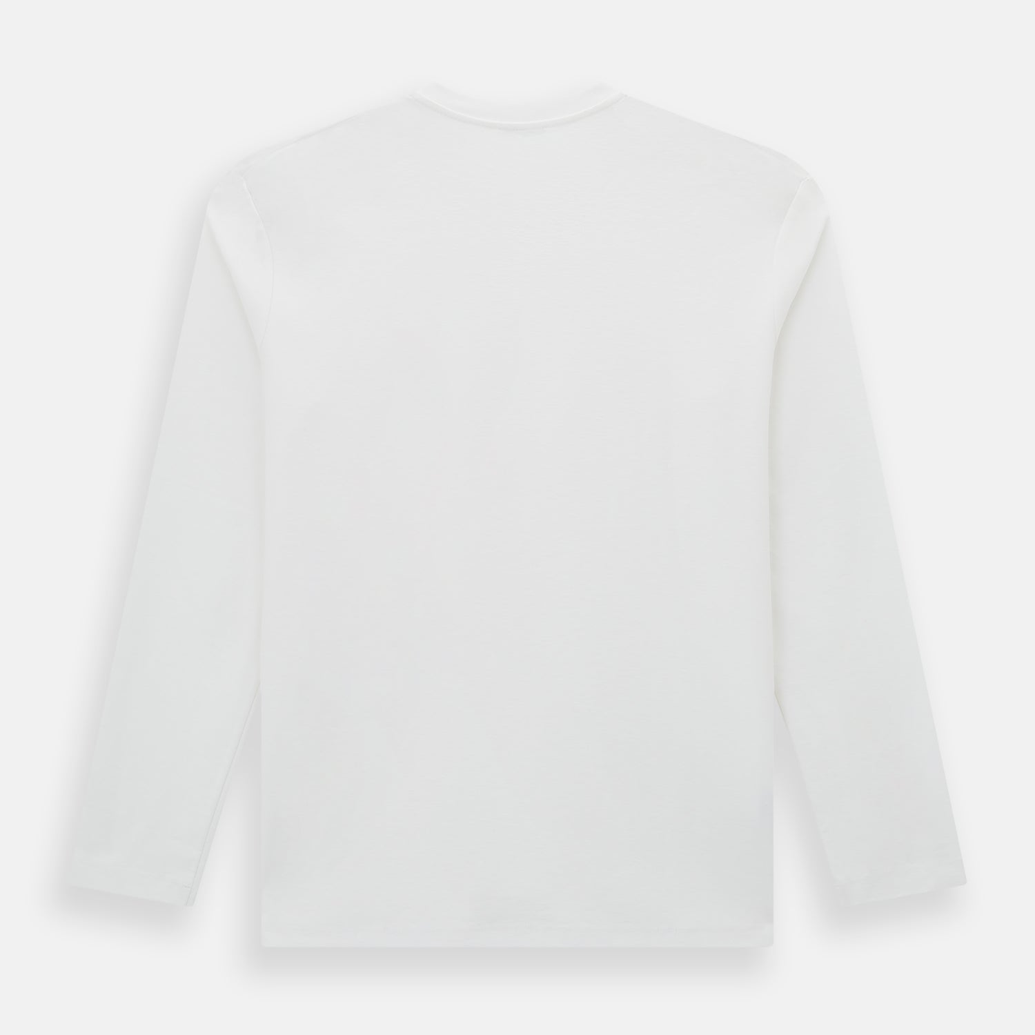 View 10 of product The Turnbull & Asser White Long-Sleeve T-shirt for men is a plain crew neck design with no logos or patterns, displayed flat on a white background.
