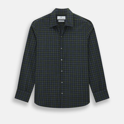 Navy and Khaki Tartan Windsor Shirt
