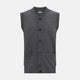 The Turnbull & Asser Charcoal Grey Cashmere Sleeveless Cardigan is a men's knit V-neck vest with ribbed collar, hem, and two front pockets, shown in dark grey melange against a white background.