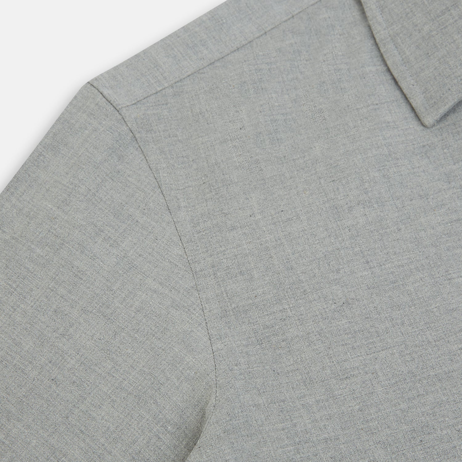View 6 of product The Grey Westminster Shirt by Turnbull & Asser features a classic collar and white buttons, expertly crafted in Britain. This long-sleeve button-up is shown against a plain white background.