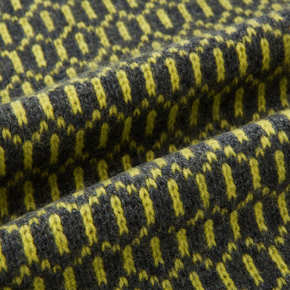 Graphite and Chartreuse Lemon Hexagon Cashmere Knitted Scarf Image 2