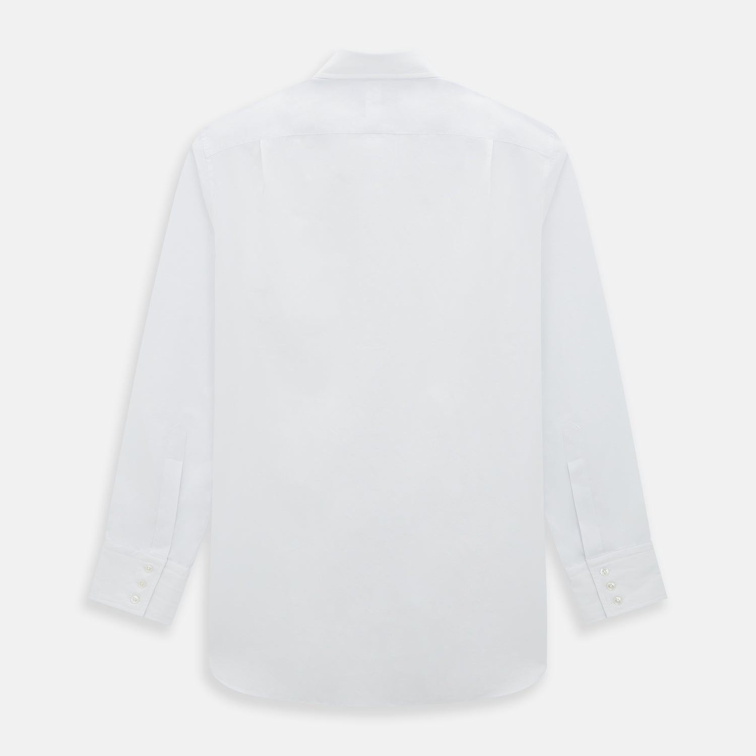 View 3 of product The White Mayfair Shirt by Turnbull & Asser features a classic collar, white buttons, and an inner branded label, all neatly crafted from premium sanforised cotton for lasting quality.