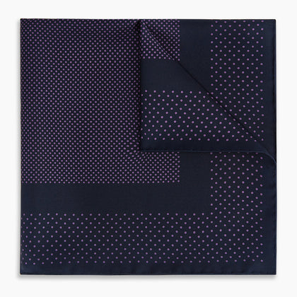 Navy and Purple Dot Silk Pocket Square Image 4