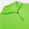 View 2 of product The Turnbull & Asser Neon Green Half-Zip Cashmere Jumper features long sleeves, a high collar, and front half-zip closure—ideal knitwear for bold style, shown on a white background.