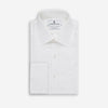 View 6 of product The Die Another Day Inspired Voile Dress Shirt by Turnbull & Asser features a white pleated front, button-down closure, and classic collar—laid flat on white to showcase its timeless James Bond style.