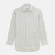 A Turnbull & Asser Green Tattersall Check Cashmerello Regular Fit Mayfair Shirt, featuring a long-sleeve button-up style with a green checkered pattern, is displayed on a plain white surface.