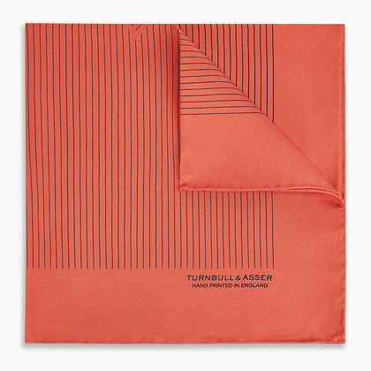 Orange Stripe Silk Pocket Square Image 4