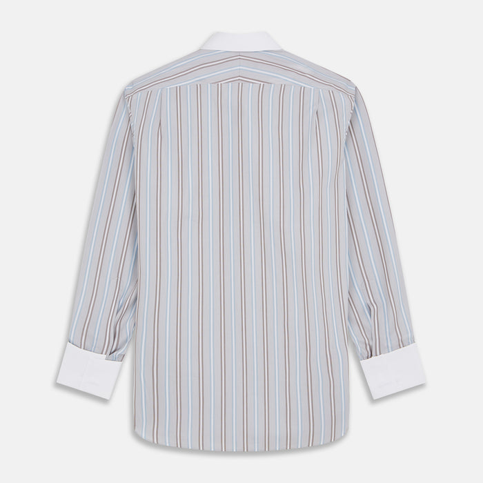 Beige Multi Stripe Cotton Regular Fit Penrose Shirt Image 4