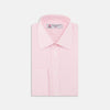 View 2 of product A circular Pink End-on-End Cotton Fabric by Turnbull & Asser, featuring a thin gray border and a textured light pink center, is displayed on a plain white background.