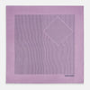 View 3 of product The Lilac Stripe Silk Pocket Square by Turnbull & Asser features thin vertical navy stripes on folded silk, with "TURNBULL & ASSER HAND PRINTED IN ENGLAND" inscribed in the bottom right corner, reflecting British heritage.
