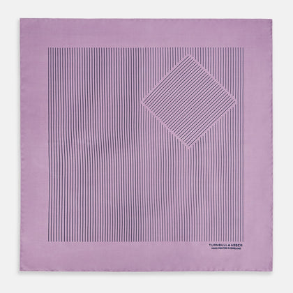 Lilac Stripe Silk Pocket Square Image 2