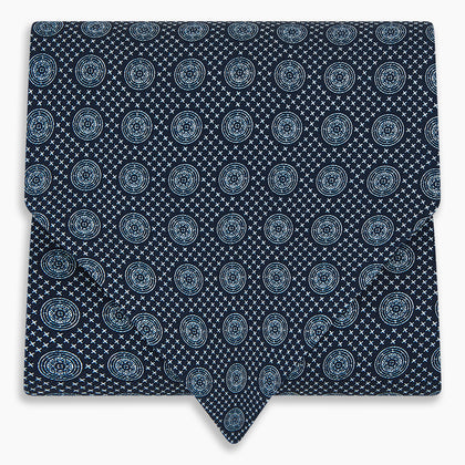 Navy Medallion Silk Cravat Image 4