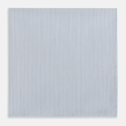 Sky Blue Hairline Stripe Hand-Rolled Handkerchief