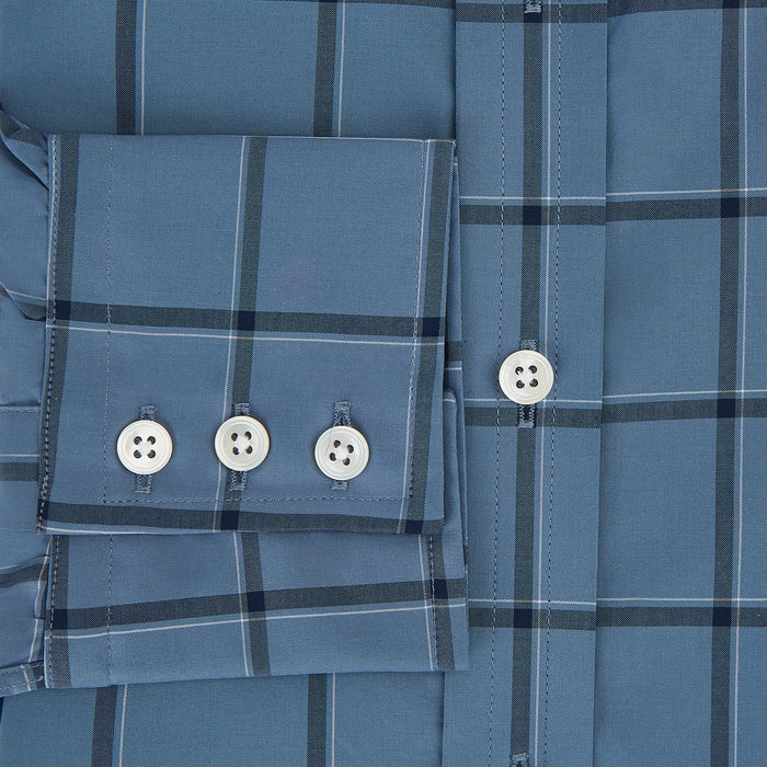 Steel Grey Grid Check Mayfair Shirt Image 3