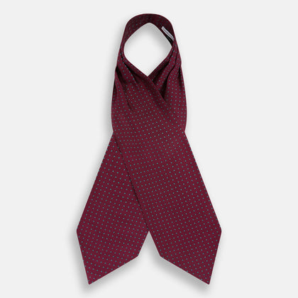 Blue and Burgundy Micro Dot Silk Cravat Image 1