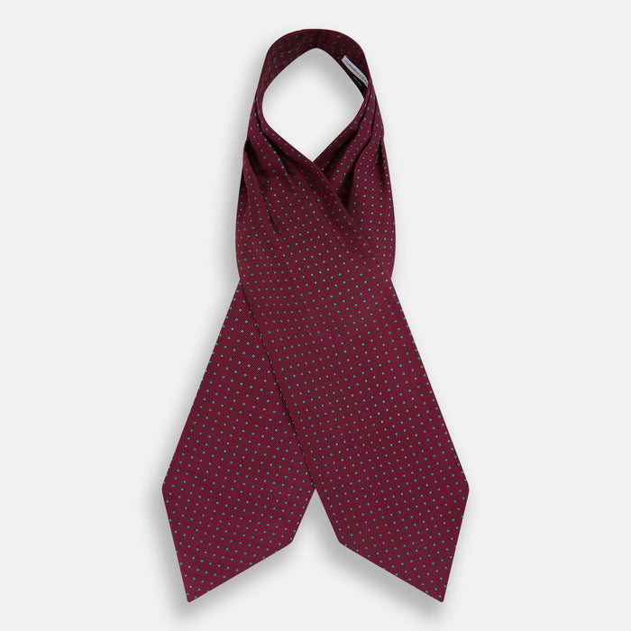 Blue and Burgundy Micro Dot Silk Cravat Image 1