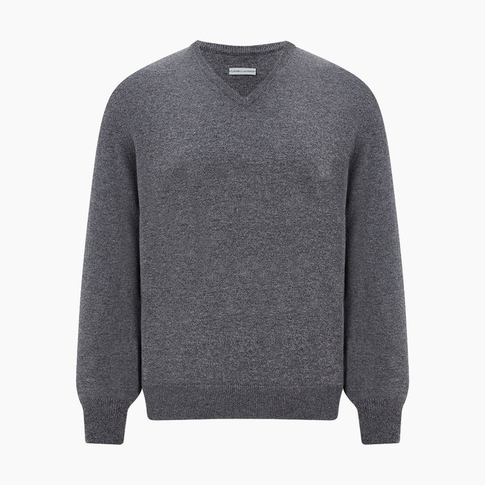 Storm Grey Cashmere V-neck Jumper Image 4