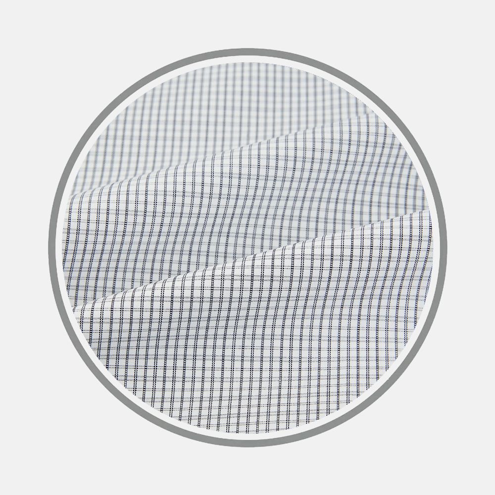 A close-up of the Blue Micro Graph Check Fabric by Turnbull & Asser.