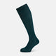 A single Forest Green Long Sock by Turnbull & Asser, featuring a ribbed texture and over the calf length, is displayed upright on a plain light gray background.